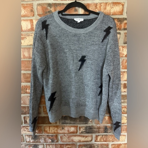 THML Sweaters - THML Heather Gray Sweater with Black Bolt Design